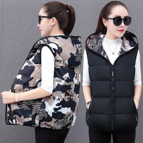 New Womens Autumn And Winter Thickened Vest filling Cotton Solid Color Double-sided use Sleeveless Jacket