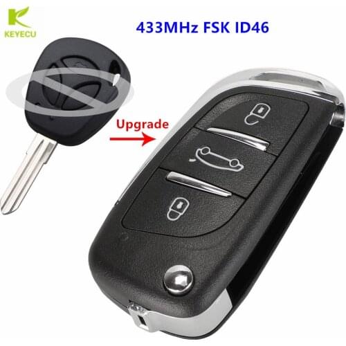 KEYECU Upgrade new DIY Flip Remote Key 433MHZ FSK ID46 chip for Lada Priora Kalina 3 Buttons
