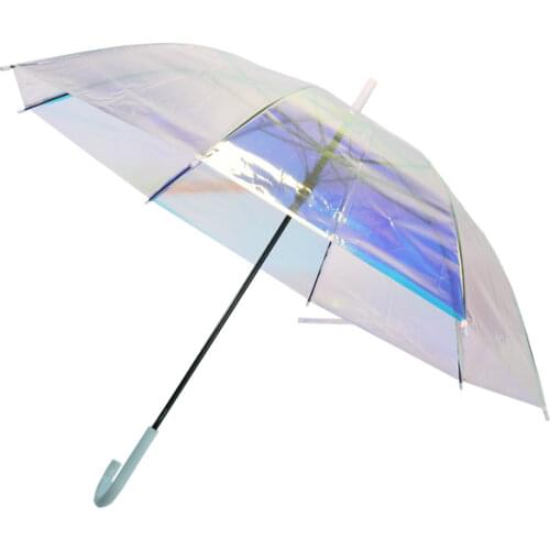 Creative Color Changing Umbrella Transparent PVC Long Handle Umbrella Windproof Colorful Girls Umbrellas Guarda Chuva Gift SY323