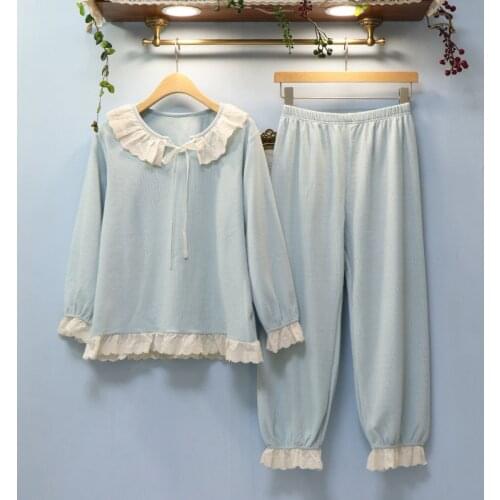 Pajamas Women Autumn And Winter Korean Palace Style Lady Homewear Feminine Feeling Suit Lovely Features Large Lace Sleepwear