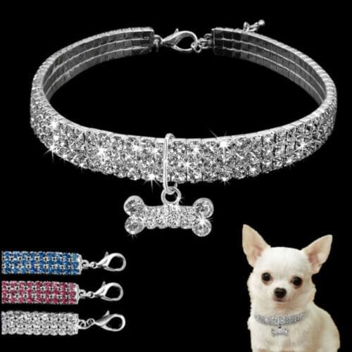 Bling Rhinestone Pet Dog Necklace Collar Harnesses Diamante Pendant for Pet Puppy Chihuahua AU