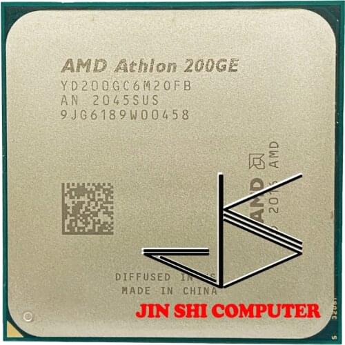 AMD Athlon 200GE X2 200GE 3.2 GHz Dual-Core Quad-Thread CPU Processor YD200GC6M2OFB Socket AM4 NO FAN