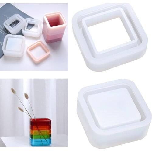 Silicone Epoxy Casting Molds, Stackable Flower Vase Resin Moulds, Jewellery Storage Trinket Box Mold, Brushes Pen Holder Mould