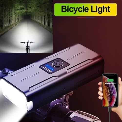 LED Bycicle Light Rechargeable Flashlight USB Bicycle Light Lamp IPX6 Waterproof Running Lights Power Bank Light Bicycle Lantern