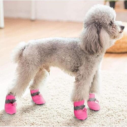 Thickening Puppy shoes Chill Days Warm Pet Dog Paws Protector Elastic Bundling Rain Snow Boots Non skid Rubber Sole Shoes