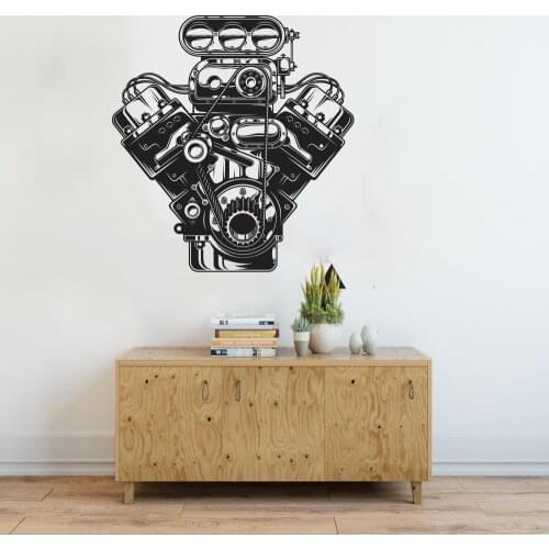 Large Car Engine Motor Wall Sticker Garage Auto Service Car Repair Machine Wall Decal Vinyl Decor