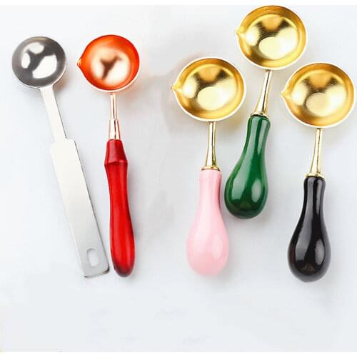 Wax Seal Wooden Handle Spoon DIY Vintage Craft Stamps Envelope Wedding Invitation Scrapbook Sealing Wax Spoon Stamp Making Tool