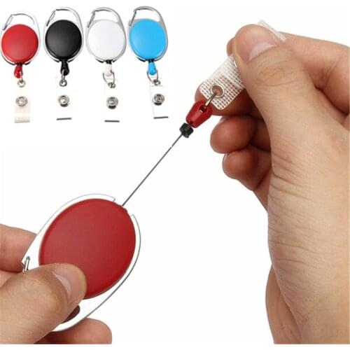 Retractable Reel Keyring Clip Retractable Carabiner Recoil Key Ring Key Chain ID Card Holder Holder