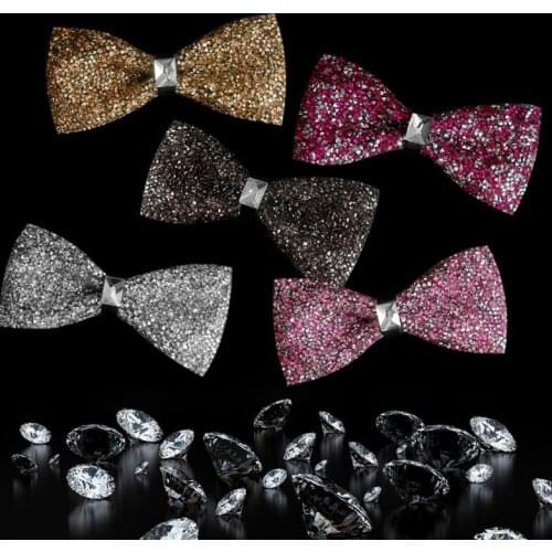 Bling Diamond Bow Ties Mens Crystal Bowties Womens Tuxedo Neckties Butterfly Jacquard Bowtie 15 Colors, 100pcs