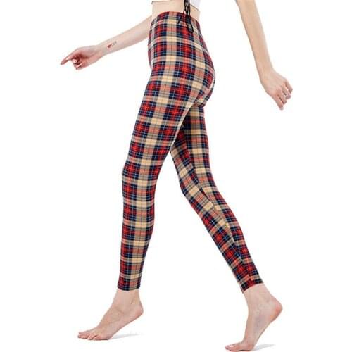 LJCUIYAO Grid Fitness Leggings High Waist Pants Stripe Leggings Summer Women Printed Leggins Push Up Female Fitness Trousers