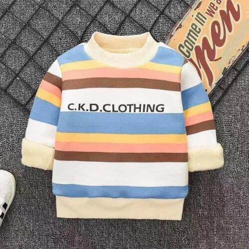 Winter Girls Floral Knitted Sweater Baby Kids Thick Keep Warm Tops Fresh Striped Sweater Toddler Childrens Pullover for Girls