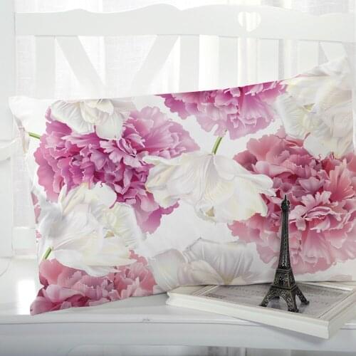 1pc Pillow cover Pillow case Luxury Bedding Pillowcase Pillowcovers decorative Customizable size 3D Print Flowers light pink