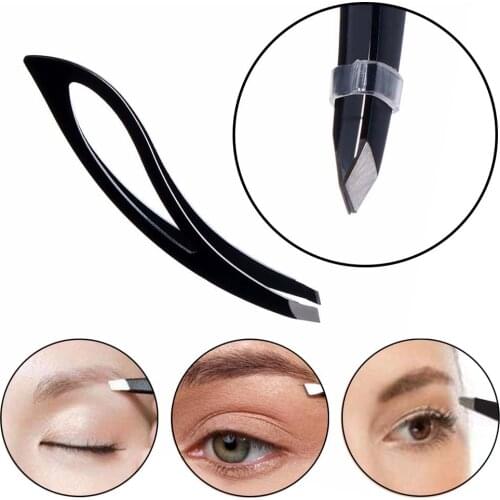 1PC Unisex Creative Stainless Steel Banana Shape Eyebrow Tweezers Clip Eyelash Extension Hair Removal Slant Tip Makeup Tools