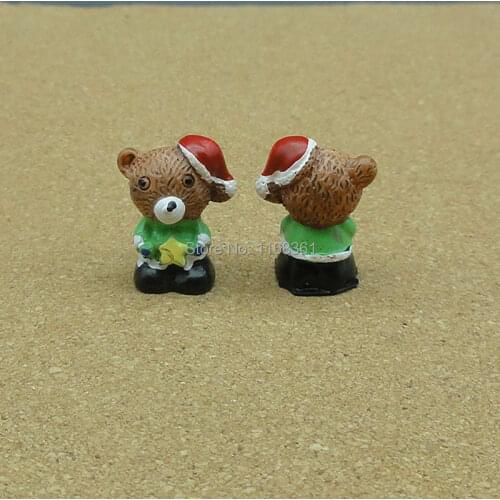 1pcs resin solid Christmas green bear cartoon 20mm fairy garden gnome moss terrarium decor crafts bonsai home DIY A105-3