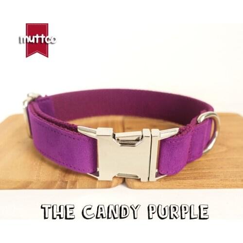 10pcs/lot MUTTCO wholesale self-design solid soft dog collar THE CANDY PURPLE handmade nylon purple 5sizes dog collars UDC029