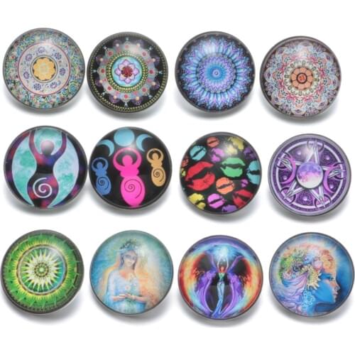 12pcs/lot Exotic Atmosphere Goddess 18mm Glass Snap Button Fit Bracelet Snaps Jewelry KZ0435
