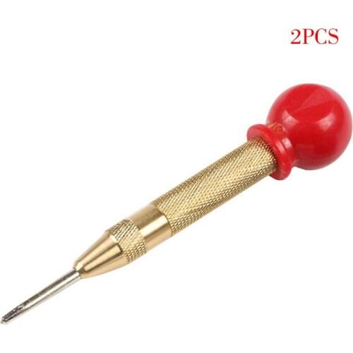 2 Pieces Center Pin Punch Automatic Center Strike Spring Loaded Window Breaker Drilling Marking Tool, Yellow with Cap