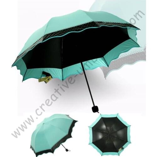 2pc/lot colour option summer folding mini outdoor umbrella 5 times black coating Anti-UV olive green two layers lace parasol
