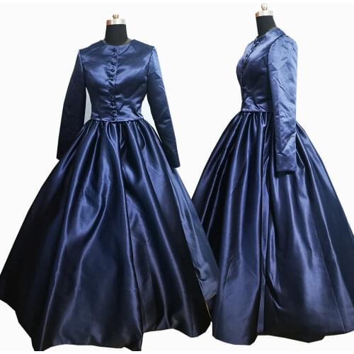 2020 New blue Vintage costumes 18th Duchess Retro medieval Renaissance Reenactment Theatre Civil war Victorian dress D-635