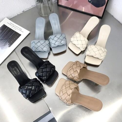 2021 Women Brand Summer Slides High Quality Weave Open Toe Flat Casual Slipper Leisure Sandal Female Beach Flip Flops
