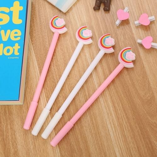 24 pcs Creative stationery cartoon gel pen cute girl style series rainbow learning office supplies signature pen