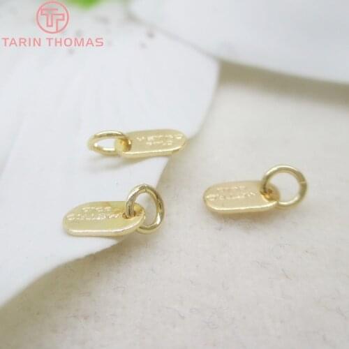 6PCS 7x4MM 24K Champagne Gold Color Plated Pendants Charms with Letters for Jewelry Making Findings Accessories