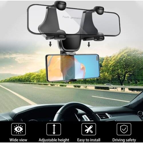 Car Phone Holder Rearview Mirror Phone Holder Mount Universal Smartphone Cradle Stand Car Rear View Mirror Mobile Phone Support