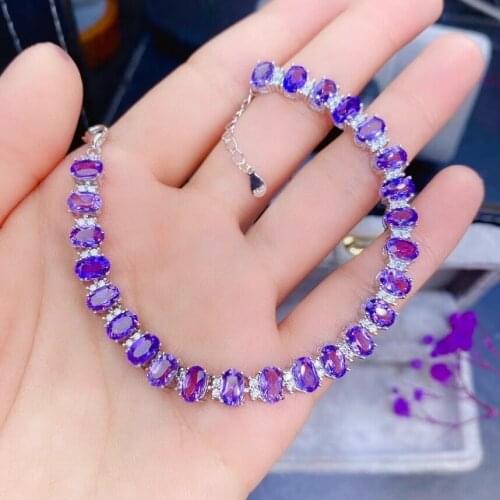 Light-luxury purple Amethyst gemstone bracelet for women jewelry real 925 silver natural gem good color summer necessary gift