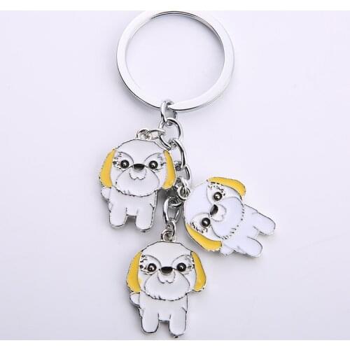 Shih Tzu dog pendant key chains for women men metal alloy bag charm car keychain key ring Best friends gift Dog lovers holder
