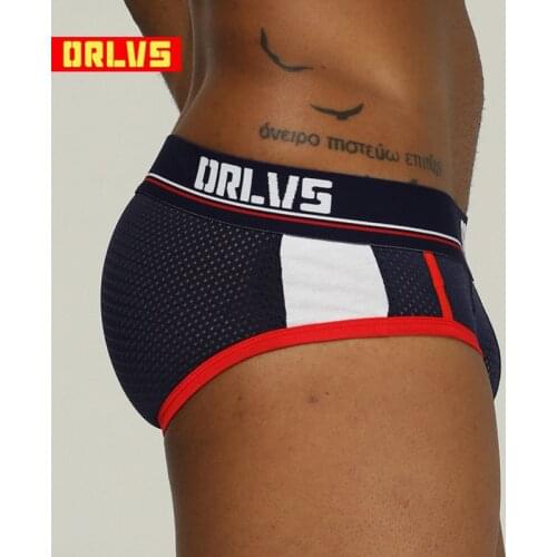 ORLVS Brand sexy gay briefs men jockstrap male underwear cueca tanga quick dry slip homme kincker for men bikini briefs OR192