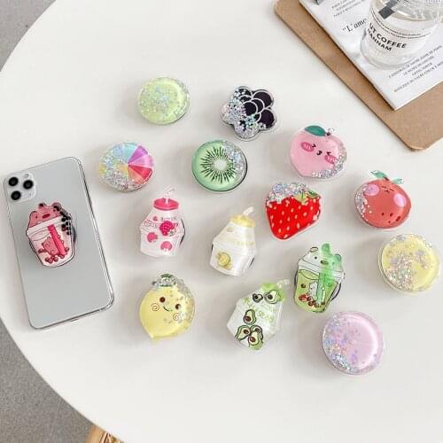 Bling Glitter Jelly Quicksand Liquid Lovely Kids Phone Stand Holder For iPhone 11 Pro se 2020 Huawei Xiaomi Universal Ring Stand