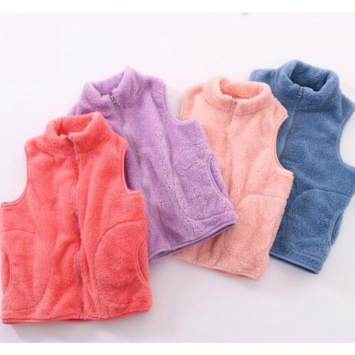 Kids Fleece Vest Autumn Winter Warm Baby Coat Solid Boys Girls Vest Outwear Toddler Vest Jackect 3-13Y Childrens Outfit Clothes