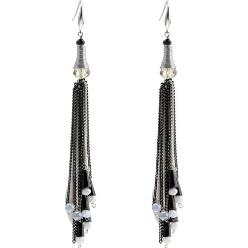 Girls Long Chains Drop Dangle Earrings Handmade Crystal Trendy Statement Earrings for Party Prom Wedding Fashion Jewelry Bijoux