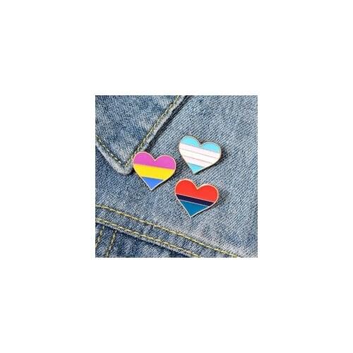 Sweet Heart Enamel Pins Custom Color Stripes Pink Blue Purple Brooch Lapel Pin Shirt Bag Badge Love Jewelry Gift for Friends