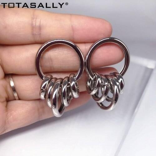 TOTASALLY Women Golden Earrings Fashion Silver Color Tubes Geometric Party Earring Ladies Punk Ear Drops Jewelry Gifts Brincos