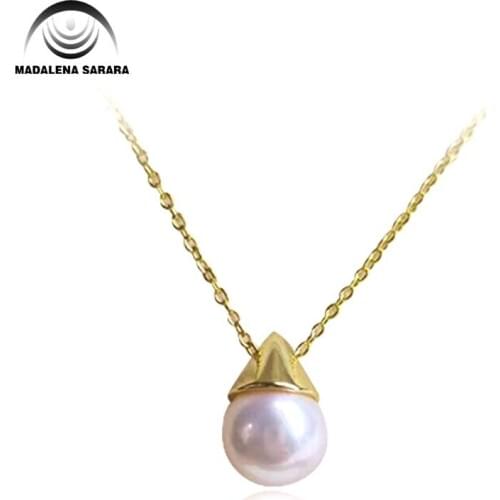 MADALENA SARARA 8mmSaltwater Akoya Pearl Perfect Round Simple Style 18K Gold Chain Necklace