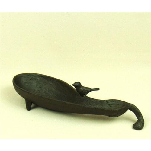 Artistic Cast Iron Eggplant Candy Box Decorative Metal Bird Figurine Jewelry Casket Organizer Handicraft Adornment Accessories