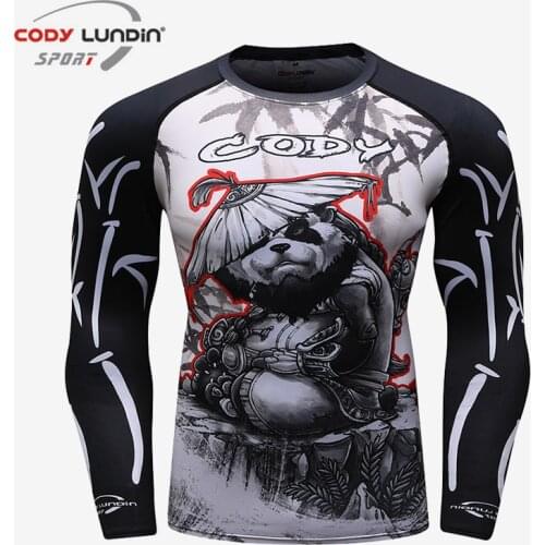 Men Fitness Compression Shirt Sport Quick Dry Running Shirts Long Sleeve Crossfit Gym Workout Shirt MMA Muay Thai Boxing TShirt