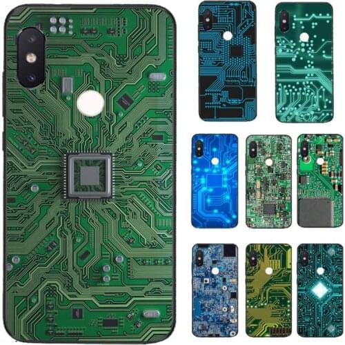 FHNBLJ Circuit Board Soft Phone Case Capa for Xiaomi Mi 5 6 8 9 10 8se 8Lite 9se 10se 10Lite A1 A2 Mix2 2S Max 2 3 F1