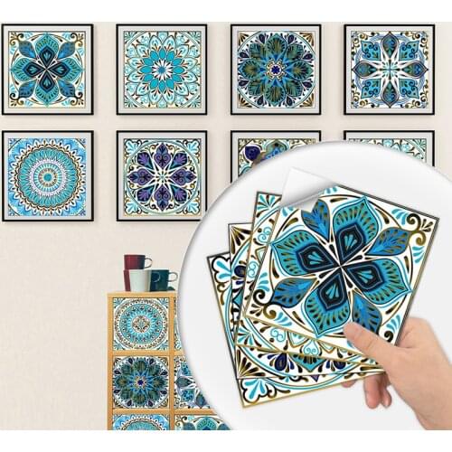 10*10 Tile Stickers Retro Flower Pattern Tiles Labelstock Bathroom Wall Wallpaper Floor Tile Ceiling Self Adhesive Stickers