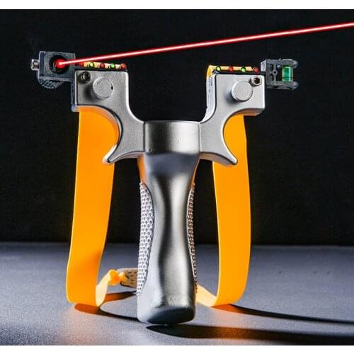 New High Quality Fast Pressure Laser Aiming Slingshot Two-color Strong Resin Outdoor Hunting Slingshot With Flat Rubber Band