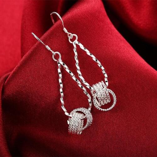 New trend 925 Sterling Silver Earrings for Women fashion Jewelry Net beads long earrings high quality Holiday Gifts