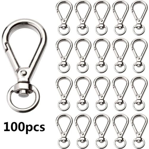 PARETO Wholesale 100pcs 38.5mm Nickel Plated Zinc Alloy Swivel Snap Hook for Strapping Key Chain DIY Accessories