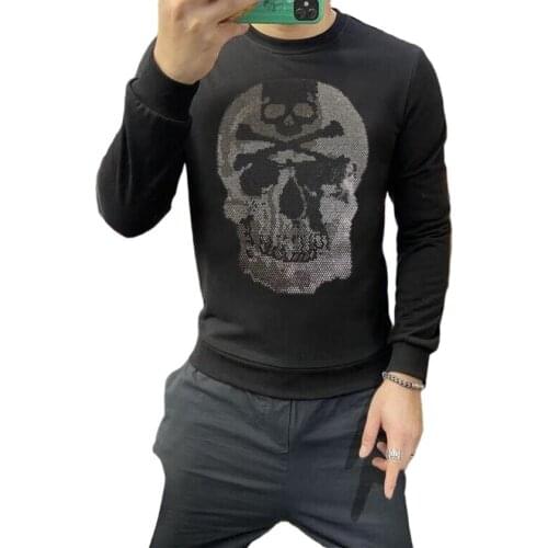 Casual Rhinestones hoodies Sweatshirts winter Mens Clothes Pullover Diamonds design Hoodies M-4XL