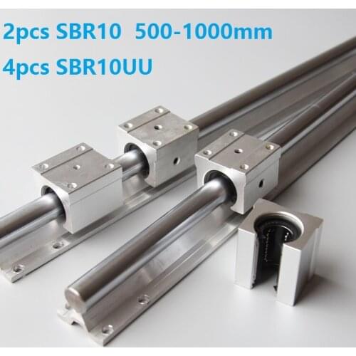 2pcs SBR10 500mm/600mm/700mm/800mm/900mm/1000mm support rail linear guide with 4pcs SBR10UU linear bearing blocks for cnc router