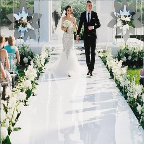 Luxury White Mirror Carpet Aisle Runner With Gold and Silver Double-sided For Roman Wedding Favors Party Decoration