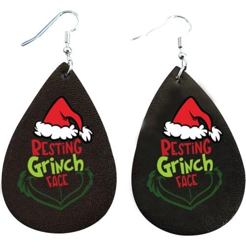 Rewsting Grinch Face Christmas Earrings Bulk Wholesale 2021 New Style
