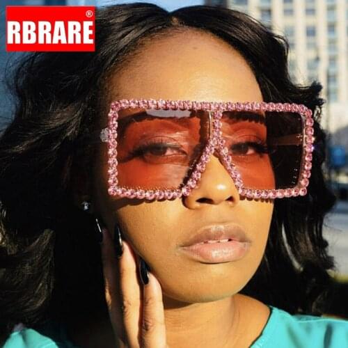 RBRARE Oversized Sunglasses Women Diamond Luxury Brand Sunglasses Women/Men Square Sunglasses Women Retro Oculos De Sol Feminino