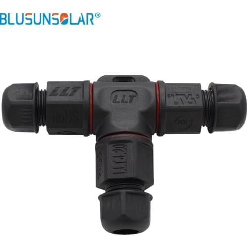 Rohs 5 pcs T-shaped 3-way waterproof connector 2 pin3 Pin 250V 20A IP67 male and female electrical connector
