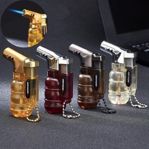 Windproof Gas Lighter Cigarette Lighter Key Ring Metal Butane Torch Lighter Portable kitchen Outdoor Small Spray Gun 1300 C